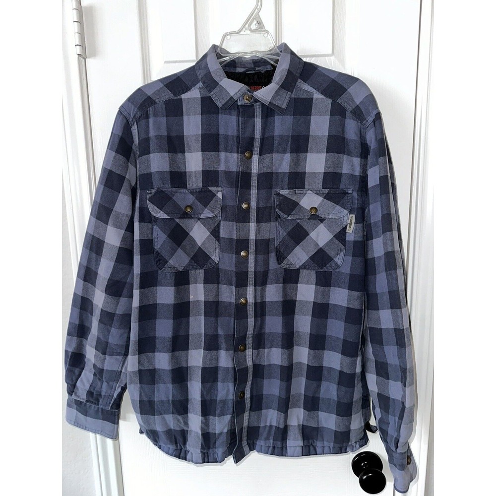 Wolverine Work Shirt Jacket Flannel Lined Button Down Mens Medium M Shacket